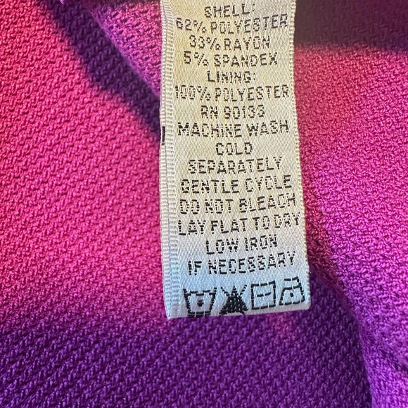 Joan Rivers Fuchsia Pink Purple Knit Blazer Jacket Gold Buttons L Pockets Career - Picture 5 of 11